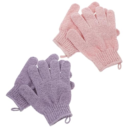 KOMBIUDA 2paare Dusch Peeling Handschuhe Für Damen Herren Körperpeeling Badehandschuhe Mit Luffa Für Home Spa Unreinheiten Entfernen von KOMBIUDA