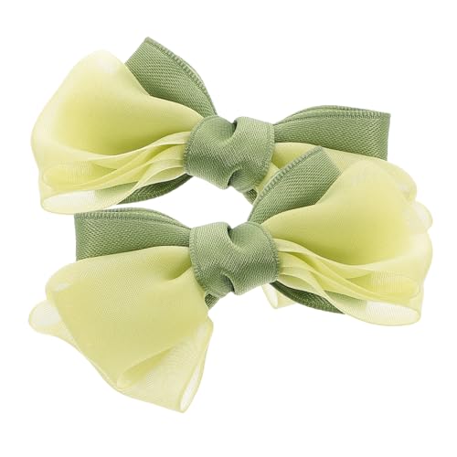 KOMBIUDA 2 Stück Grüne Haarschleifen Für Babys Stirnbandschleifen Für Kleinkinder Mädchen Haarspangen Mit 3d-schleife Für Neugeborene von KOMBIUDA