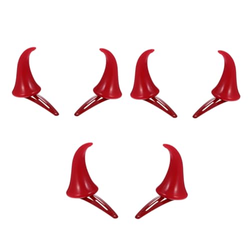 KOMBIUDA 3 Paare Rote Ox Horn Haarklammern Halloween Haarschmuck Teufelshorn Haarspangen für Damen und Mädchen Festliches Kostüm Zubehör mit Sicherem Halt und Einfachem Clip System von KOMBIUDA