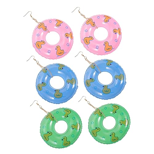 KOMBIUDA 3 Paare Schwimmring Ohrringe Sommer Schmuck Punk Stil Dangle Earrings für Frauen Pool Party Strand Zubehör in Blau Grün KOMBIUDA 3 Paare Schwimmring Ohrringe Sommer Schmuck Punk Stil Dangle Earrings für Frauen Pool Party Strand Zubehör in Blau Grün von KOMBIUDA