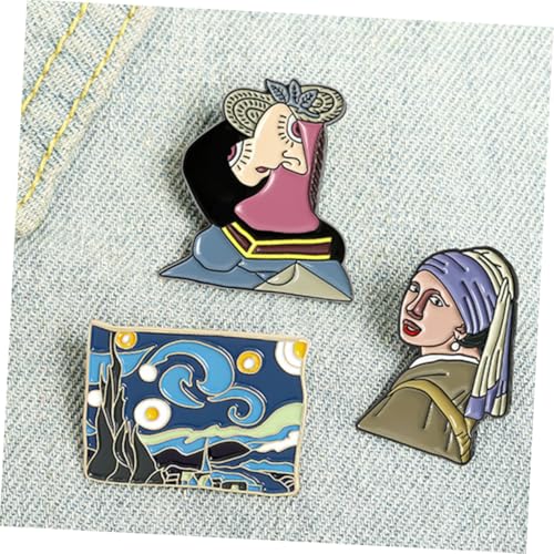 KOMBIUDA 3 Stück Broschen Ölmalerei Stil Modische Anstecknadeln aus Legierung Dekorative Schmucknadeln für Kleidung Pullover Taschen und Mäntel Damen Accessoires von KOMBIUDA
