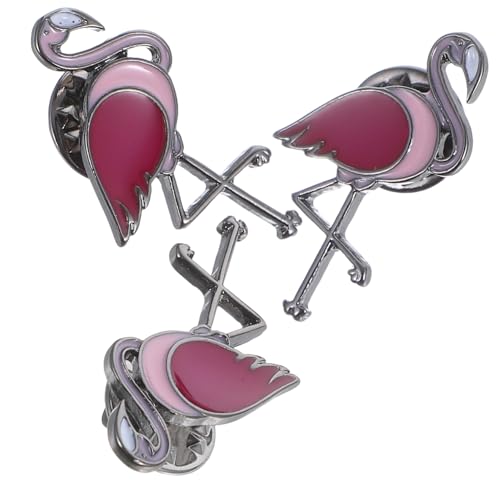 KOMBIUDA 3 Stück Flamingo Anstecknadel Brosche aus Legierung Elegant Tierförmig Vielseitig Tragbar für Kleidung Jacken Hüte und Rucksäcke Damen Schmuckaccessoire von KOMBIUDA