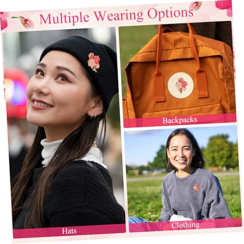 KOMBIUDA 3 Stück Kirschblüten Broschen aus Robustem Metall Niedliche Anstecknadeln mit Farbigem Blumenmotiv Vielseitige Pins für Kleidung Taschen Schals Langlebig Leicht zu Befestigen von KOMBIUDA