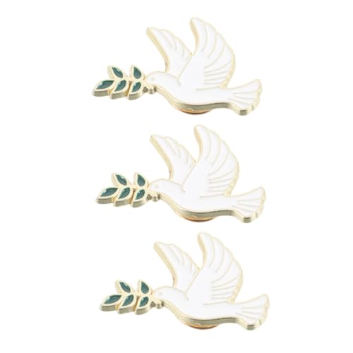 KOMBIUDA 3 Stück Tauben Broschen mit Olivenzweig Leichte Metall Pins für Kleidung und Rucksäcke Eleganter Friedensvogel Anstecker Langlebiger Schmuck für Alltag und Geschenke von KOMBIUDA