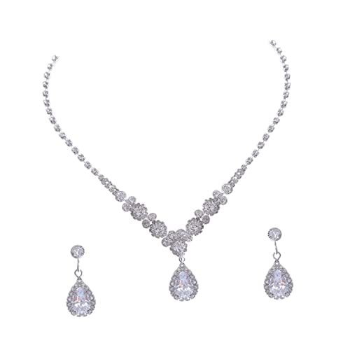 KOMBIUDA 3 Stück Teiliges Funkelndes Schmuckset für Frauen Wasserfall Halskette Ohrringe für Hochzeiten Brautschmuck und Festlichkeiten KOMBIUDA 3 Stück Teiliges Funkelndes Schmuckset für Frauen Wasserfall Halskette Ohrringe für Hochzeiten Brautschmuck und Festlichkeiten von KOMBIUDA