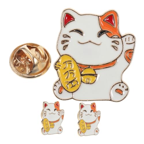 KOMBIUDA 3 Stück Teiliges Japanisches Katzenbroschen aus Zinklegierung Niedliche Cartoon Lapel Pins Langlebige Anstecknadeln für Kleidung Taschen und Rucksäcke Kawaii Glücksbringer Broschen von KOMBIUDA