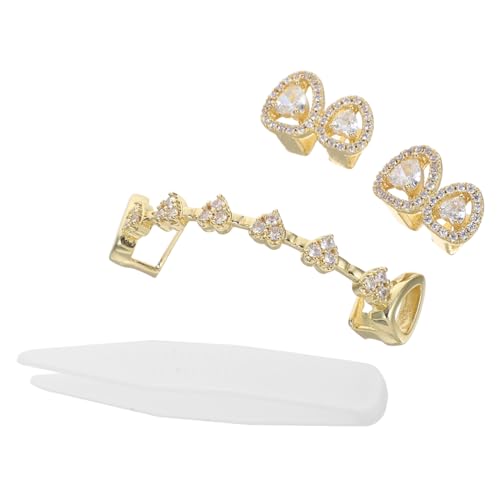 KOMBIUDA 3 Stück Teiliges Zahn Herzförmig Zirkonia Halloween Schmuck Für Männer Und Frauen Stilvolles Mundgrill Zubehör Für Rapper Kostüme Und Party von KOMBIUDA