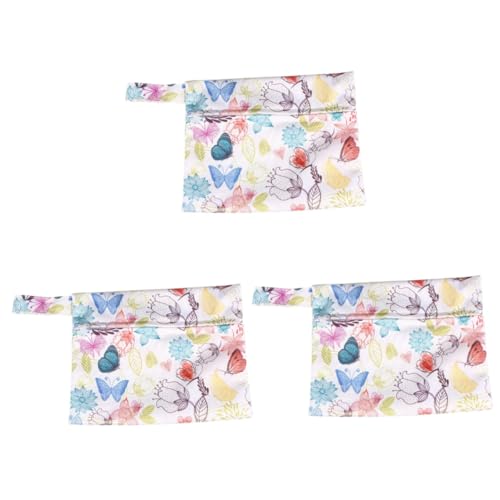 KOMBIUDA 3 Stück Wickeltasche Mit Reißverschluss Handtuchtasche Für Im Freien Büro Schmetterlingsblumenmuster 14 X 18 cm von KOMBIUDA