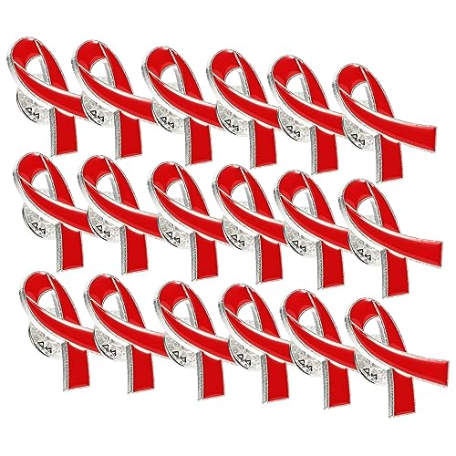 KOMBIUDA 30 Stück Teiliges Roter Charity Broschen aus Zinklegierung Awareness Ribbon Anstecknadeln für Hut Kragen Tasche Vielseitiger Schmuck zur Unterstützung von Patienten von KOMBIUDA