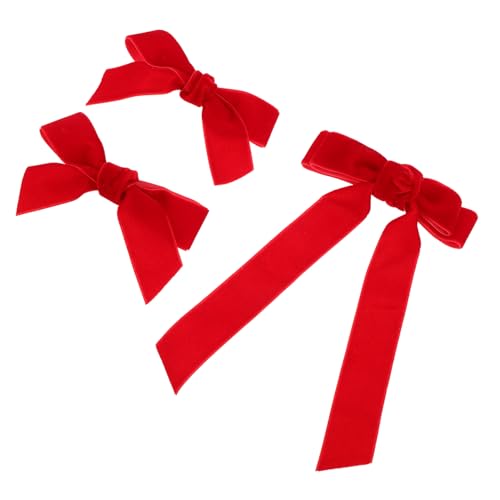 KOMBIUDA 3stücke Rote Haarschleifen Mit Schleifenknoten Kleine Haarschleifen Für Mädchen Haarschmuck Accessoires Zum Weihnachten von KOMBIUDA