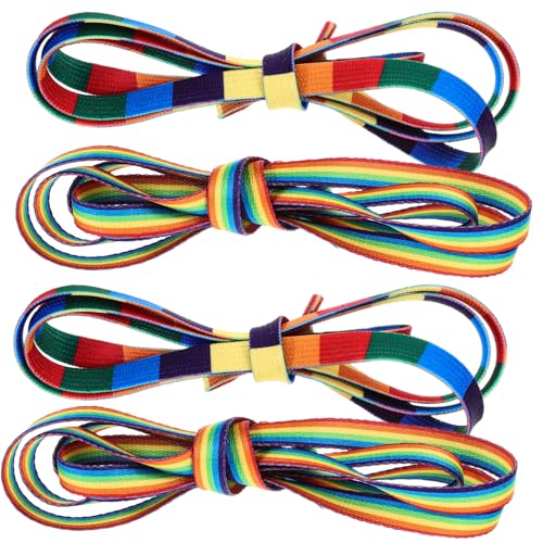 KOMBIUDA 4 Paare Bunte Sneaker Schnürsenkel in Regenbogenfarben Langlebige Sportschnürsenkel Modische Schnürbänder für Damen und Freizeitschuhe von KOMBIUDA