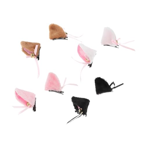 KOMBIUDA 4 Paare Katzenohren Haarclips mit Glocken Niedliche Cat Ear Haarklammern in Schwarz Rosa Camel Halloween Cosplay Kostüm Zubehör für Party und Verkleidung von KOMBIUDA