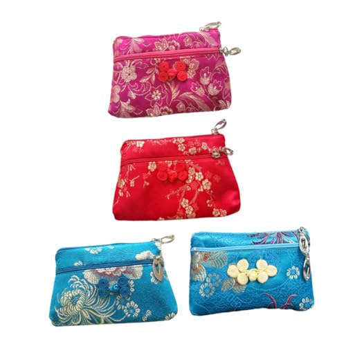 KOMBIUDA 4 STÜCKE Teiliges Seidenbeutel mit Doppelreißverschluss Kleine Aufbewahrungstasche für Schmuck und Münzen Langlebig und Modisch Farblich Sortiert für Damen und Zufällige Farbe von KOMBIUDA