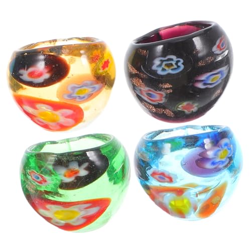 KOMBIUDA 4 Stck Personalisierte Glasringe für Damen Bunte Fingerringe mit Einzigartigem Ethnischem Design Stilvolle Geschenkidee für Weihnachten Geburtstag Valentinstag und Besondere KOMBIUDA 4 Stck Personalisierte Glasringe für Damen Bunte Fingerringe mit Einzigartigem Ethnischem Design Stilvolle Geschenkidee für Weihnachten Geburtstag Valentinstag und Besondere von KOMBIUDA