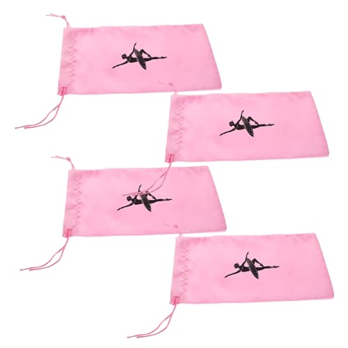 KOMBIUDA 4 Stück Ballettschuh Aufbewahrungsbeutel mit Zugband Atmungsaktive Tanzschuh Organizer Tasche für Mädchen und Frauen Leicht Strapazierfähig für Tanzunterricht Auftritte und Reisen von KOMBIUDA