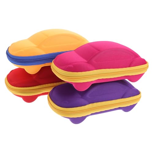 KOMBIUDA 4 Stück Brillenetui im Auto Design EVA Brillenetui mit Reißverschluss und Stoßfest Tragbare Aufbewahrung für Lese Brillen Praktische Schutzbox in Bunten Farben von KOMBIUDA