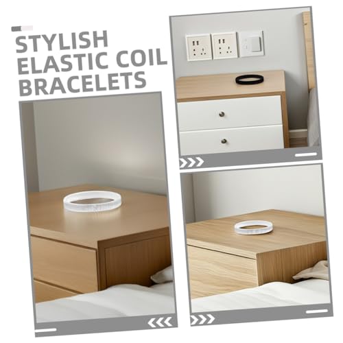 KOMBIUDA 4 Stück Elastic Ärmelhalter Armband Chunky Metall Coil Wraps Stackable Bangle Sleeve Holder für Damen und Herren Modische Elastische Ärmelband Accessoires von KOMBIUDA