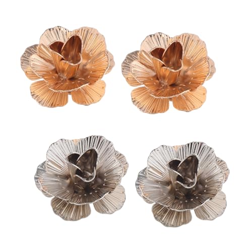 KOMBIUDA 4 Stück Metall Rosenbroschen Damen Herren Vintage Blüten Anstecknadeln Sicherer Halt Leicht Elegant Für Hochzeit Festliche Anlässe Mantel Kleid Schmuck von KOMBIUDA