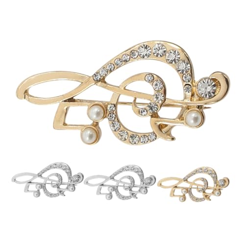 KOMBIUDA 4stücke Musiknoten Anstecknadel Mit Strasssteinen Brosche Für Anzüge Pullover Jacken Kleider Schals Musikschmuck Hochzeitsbrosche Kleidungsbrosche Broschennote von KOMBIUDA