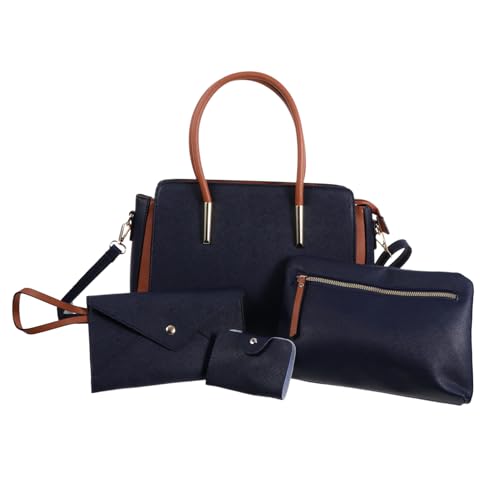 KOMBIUDA 4 Stück PU Damen Umhängetasche Teiligen Verstellbarer Schultergurt Modisch und Vielseitig für Alltag und Outdoor Stilvolle Crossbody Handtasche in Blau als Geschenk von KOMBIUDA