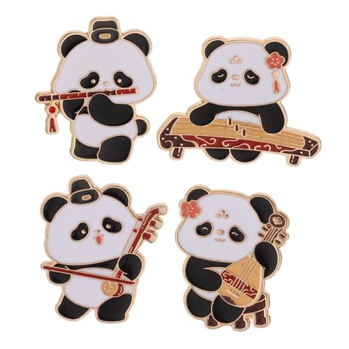 KOMBIUDA 4 Stück Panda Broschen mit Chinesischem Musikinstrument Niedliche Emaille Anstecknadeln Kulturelle Ausstrahlung Vielseitig für Kleidung Rucksäcke Hüte und Diy-verzierungen von KOMBIUDA