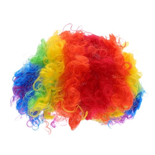 KOMBIUDA 4 Stück Teiliges Afro Perücke Bunt Kurz Lockig Flauschig Leicht Karneval Halloween Kostüm Party Clown Verkleidung für Damen Herren von KOMBIUDA