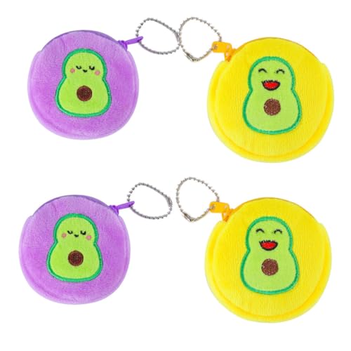 KOMBIUDA 4 Stück Teiliges Cartoon Plüsch Ohrhörer Aufbewahrungstäschchen für Erwachsene Kleine Münzgeldbörse mit Reißverschluss Niedliche Avocado Design Reiseetui Robust und Tragbar von KOMBIUDA