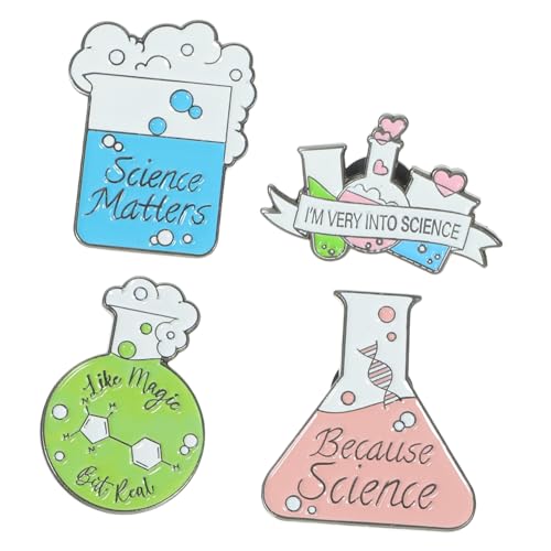 KOMBIUDA 4 Stück Teiliges Chemie Broschen Reagenzglas Anstecknadeln aus Langlebiger Legierung Kreative Emaille Pins für Kleidung Rucksack Jacke und Hut Sicherer Verschluss Modisches von KOMBIUDA