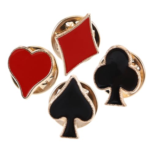 KOMBIUDA 4 Stück Teiliges Dekorativer Spielkarten Anstecknadeln Vielseitige Brosche für Anzüge und Outfits für Freunde und Familie von KOMBIUDA