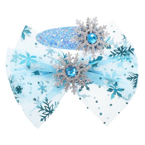 KOMBIUDA 4 Stück Teiliges Haarschmuck Schneeflocken Haarspangen mit Schleifen Design Alligator Clips für Mädchen Bunte Festliche Haarklammern Accessoires für Kinderpartys und Alltag von KOMBIUDA