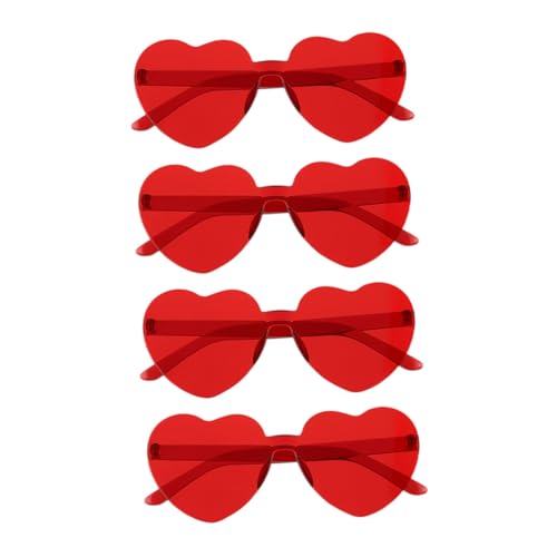 KOMBIUDA 4 Stück Teiliges Herzförmiger Sonnenbrillen Transparent Rahmenlos Modisch Langlebig Damen Herren Sommerliches Accessoire für Strand Reisen Shopping von KOMBIUDA