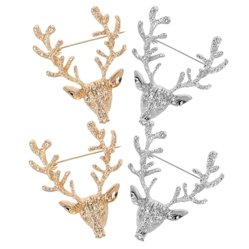 KOMBIUDA 4 Stück Teiliges Hirschbroschen aus Sicherer Legierung Leichte Langlebige Anstecknadeln als Dekorative Schal Anzugsbroschen für Damen Vielseitig Tragbar bei Festen und Alltag von KOMBIUDA