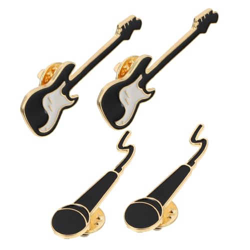 KOMBIUDA 4 Stück Teiliges Legierungs broschenset Mikrofon und Gitarre Dekorative Anstecknadeln für Kleidung Tasche Hut Jacke Musikliebhaber Accessoires von KOMBIUDA