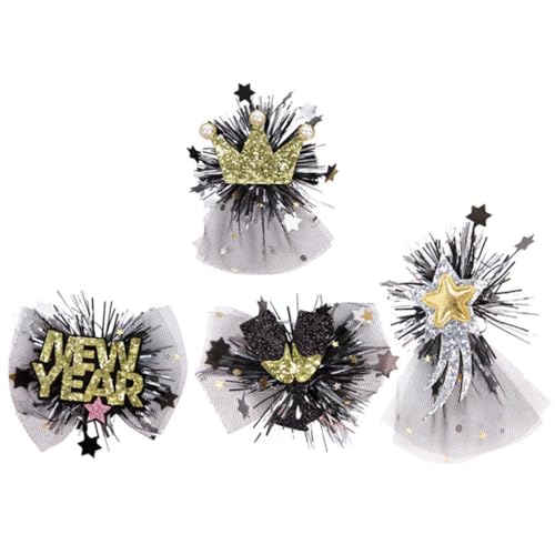 KOMBIUDA 4stücke Frühlingsfest Haarspangen Neujahrs Haarschmuck Mit Kuppel Sternschnuppe Und Goldener Krone Einzigartige Haaraccessoires Für Frauen Und Fotorequisiten Zur Feier von KOMBIUDA