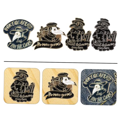 KOMBIUDA 4 Stück Teiliges Punk Öl Broschen Crow Anstecker Cartoon Stil Umweltfreundliche Leicht Tragbar Für Kleidung Party Halloween von KOMBIUDA