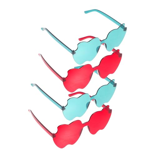 KOMBIUDA 4 Stück Teiliges Rimless Party Sonnenbrillen in Apfelform Trendige Rahmenlose Festival Brillen Leichte Uv Schutz Sonnenbrillen für Damen und Herren Farbige Rote und Grüne Modelle von KOMBIUDA