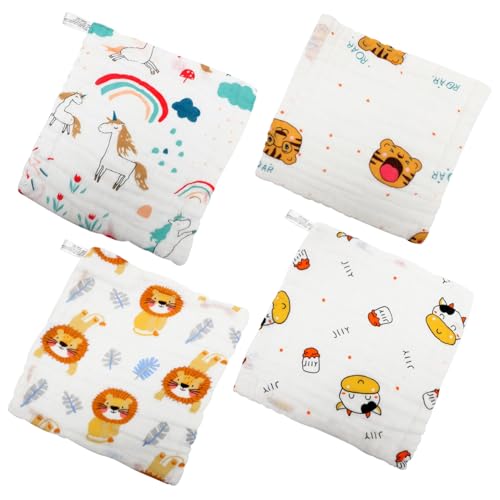KOMBIUDA 4 Stück Teiliges Spucktuch aus Reiner Baumwolle Saugfähige Weiche Waschlappen Vielseitig als Handtuch Babytuch für Neugeborene und Reisen Geeignet von KOMBIUDA
