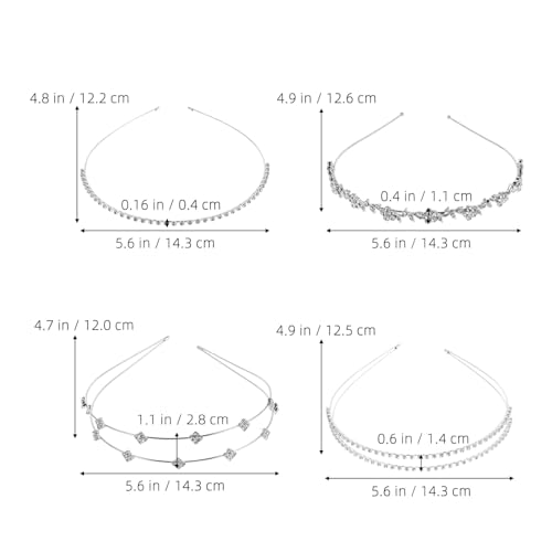 KOMBIUDA 4 Stück Teiliges Strass stirnband mit Geprägten Rosenblumen Glitzer haarschmuck für Braut und Damen Elegantes Metall haarband Tiara für Hochzeit Party und Festliche Anlässe von KOMBIUDA