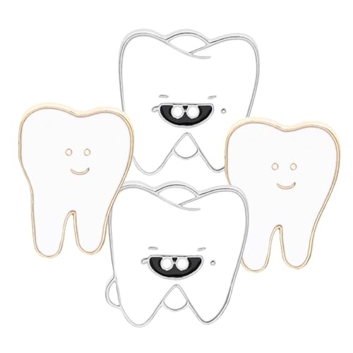 KOMBIUDA 4 Stück Teiliges Zahn Broschen Cartoon Zahn Pin für Rucksack Kleidung Jacke Lustige Zahnarzt Anstecker Zubehör von KOMBIUDA