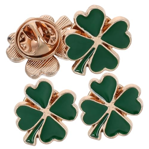 KOMBIUDA 4 Stück Vintage Brosche Damen Emaille Vierblättriges Kleeblatt Anstecknadeln Retro Stil St Patrick Day Schmuck Accessoire für Kleid Jacke und Bluse von KOMBIUDA