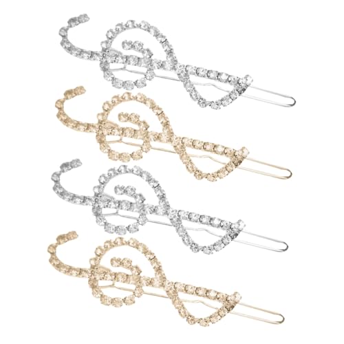 KOMBIUDA 4stücke Haarklammern Mit Strasssteinen Und Musiknoten Seitliche Haarnadeln Haarspangen Aus Metall Mit Kristallen Funkelnde Haar-accessoires Für Mädchen Und Frauen von KOMBIUDA