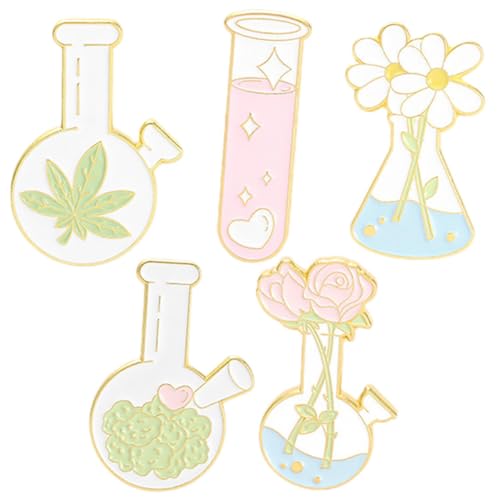 KOMBIUDA 5 Stck Teiliges Cartoon Becher Broschen Kreative Science Beaker Anstecknadeln Mini flaschen Pins für Kleidung Taschen Rucksäcke Vielseitige Mode accessoires von KOMBIUDA