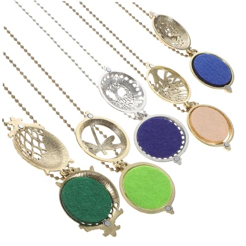 KOMBIUDA 5 Stück Aromatherapie Halsketten für Frauen Magnetischer Diffuser Anhänger Hohles Design Ätherische Öl Schmuck Stilvolle Langlebige Damen Halskette Zufällige Zufällige Farbe von KOMBIUDA