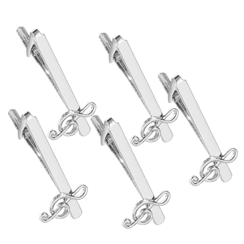 KOMBIUDA 5 Stück Herren Krawattenklammern Musiknote Metall Tie Clip mit Starkem Halt für Business Anlässe Hochwertige Metallklammern für Hemden und Formelle Outfits von KOMBIUDA