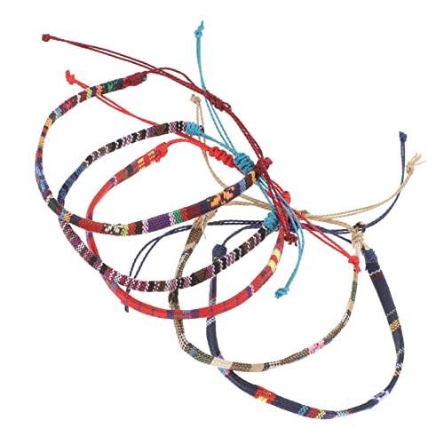 KOMBIUDA 5 Stück Teiliges Baumwoll Mischgewebe Armband Handgefertigte Geflochtene Wickelarmbänder und Fußkettchen für Damen und Herren Verstellbar Langlebig Glücksarmbänder für Alltag und von KOMBIUDA