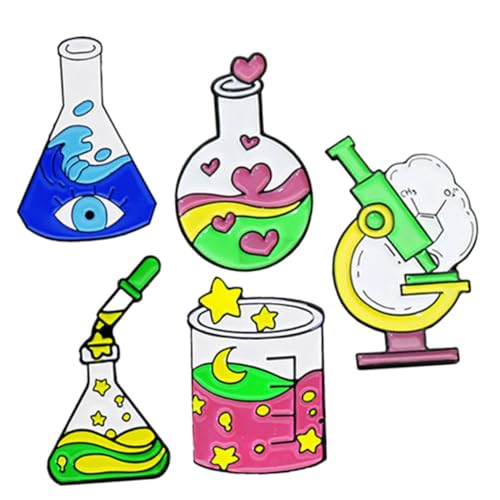 KOMBIUDA 5 Stück Teiliges Broschen set Wissenschaftliche Laborgeräte Anstecknadeln Eleganter Schmuck Zubehör Leicht Tragbar Stilvoll Für Kleidung Hüte Geschenkidee von KOMBIUDA