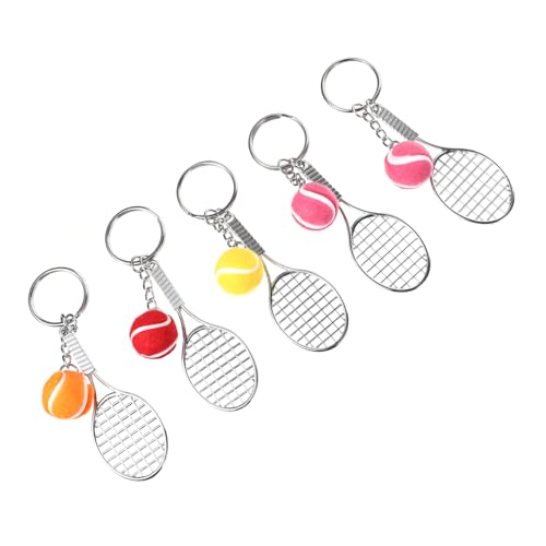 KOMBIUDA 5 Stück Teiliges Tennis schläger Schlüsselanhänger aus Robustem Metall Rostfrei Leicht und Kompakt Kreatives Design für Tennisspieler Taschenanhänger und Geschenkidee für von KOMBIUDA