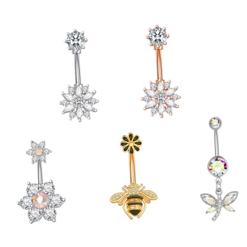 KOMBIUDA 5Stücke Teiliges Bauchnabelpiercing Zirkonia Schmuck für Frauen Verstellbare Ringe Verschiedenen Designs für Festivals und Partys KOMBIUDA 5Stücke Teiliges Bauchnabelpiercing Zirkonia Schmuck für Frauen Verstellbare Ringe Verschiedenen Designs für Festivals und Partys von KOMBIUDA