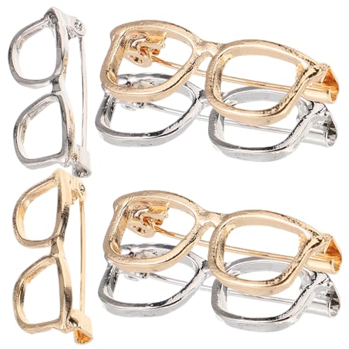 KOMBIUDA 6 Stück Kreative Brillen Broschen aus Legierung Anstecknadeln für Damen Zwei Farben Gold und Silber Pin Schmuck Accessoires für Kleider Mäntel und Party Outfits von KOMBIUDA