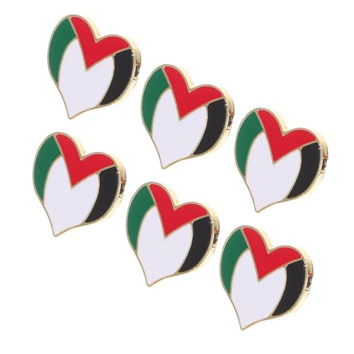 KOMBIUDA 6 Stück Palästina Flaggen Anstecknadeln Herzförmig Metallbroschen Country Flag Pins Für Kleidung und Anzüge Solidarität und Stil Ausdruck von KOMBIUDA